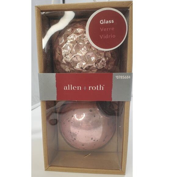 Allen + Roth Ornaments, 2pk Rose Gold & Silver  PRE-OWNED IOB - Picture 1 of 4